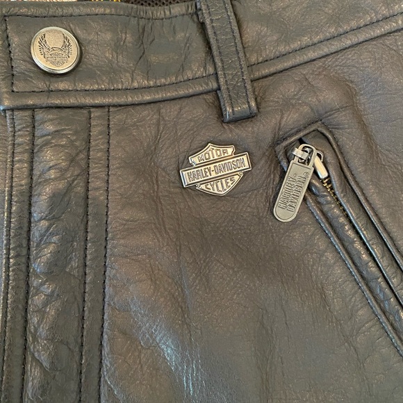 Harley-Davidson Black Leather Pants with Stretch Back Side - Picture 4 of 7